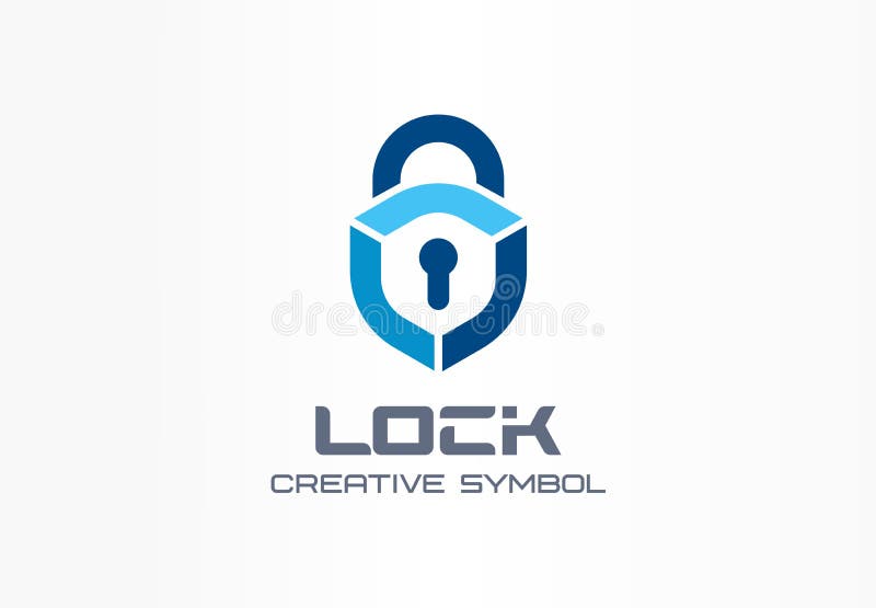 Lock creative symbol concept. Cyber security system, access control, protection abstract business logo. Close padlock stock illustration
