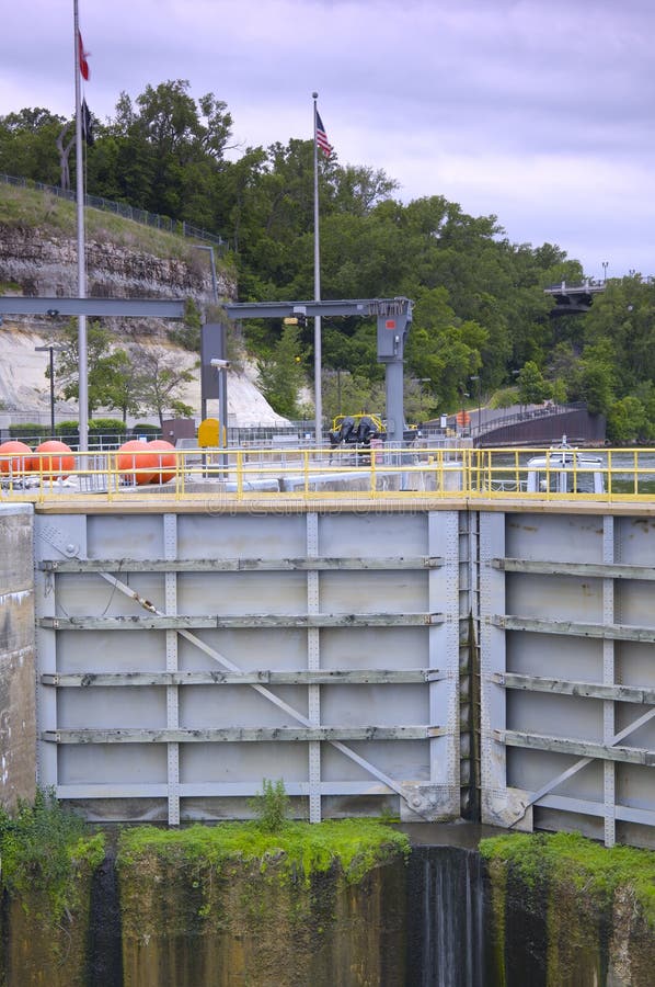 Lock and Dam Gates Closed stock image. Image of number 25249417