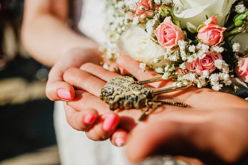 The Lock in Hands of Newlyweds Stock Photo Image of couple, adult