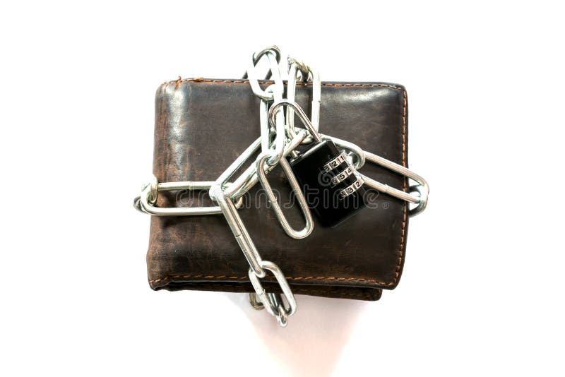 Lock Leather Purse with Key Chain. Stock Photo Image of bank, black