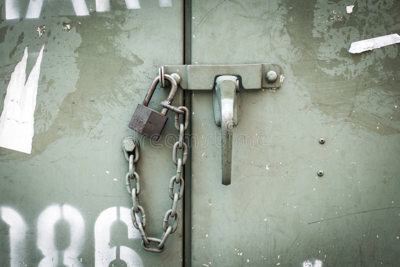 Lock Metal Door Bolt with a Chain Stock Image Image of chain, lock