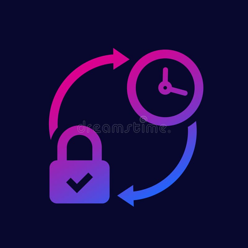 Lock and time icon for web stock illustration. Illustration of guard 305933423