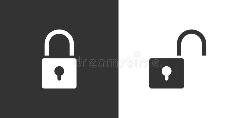 Lock and unlock icon on black and white background royalty free illustration Lock and unlock icon on black and white background royalty free illustration