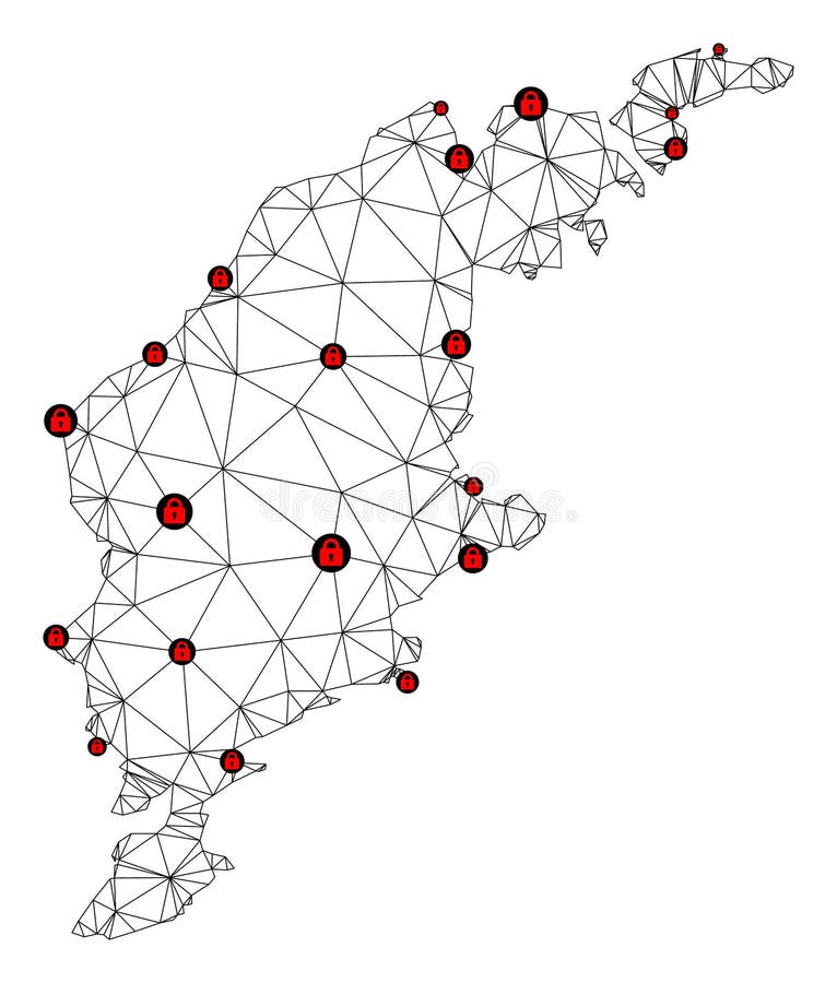 Lockdown Polygonal Network Mesh Vector Map of Gotland Island royalty free illustration
