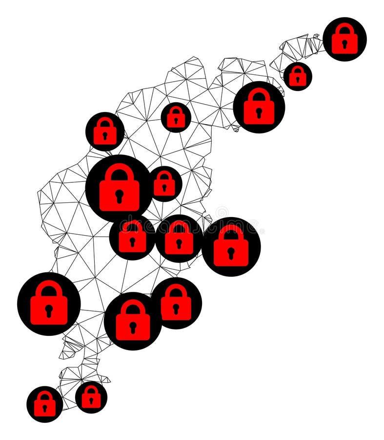 Lockdown Polygonal Network Mesh Vector Map of Gotland Island royalty free illustration