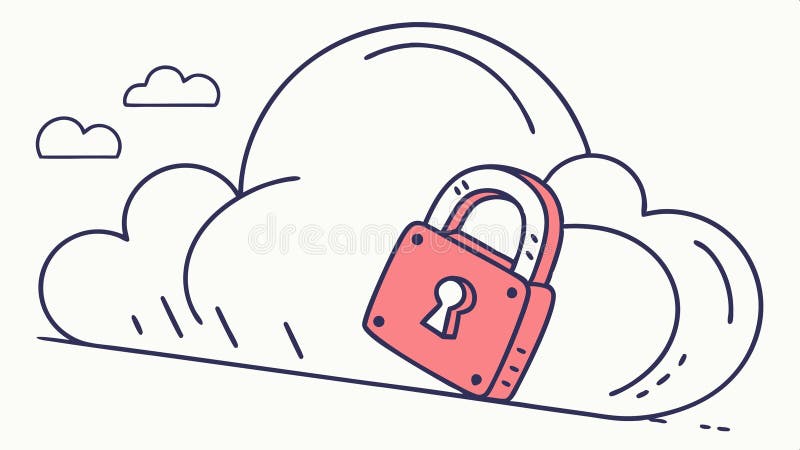 Locked cloud icon, secure cloud storage symbol vector design Generative AI stock illustration