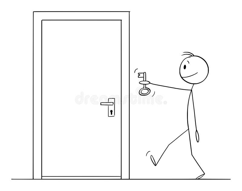 Locked Door, Person Bringing Key, Concept of Problem and Solution, Vector Cartoon Stick Figure Illustration Stock Vector - Illustration of business, house: 234193612 Locked Door, Person Bringing Key, Concept of Problem and Solution, Vector Cartoon Stick Figure Illustration Stock Vector - Illustration of business, house: 234193612