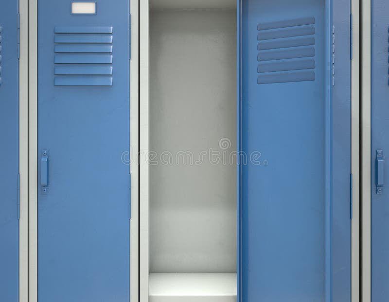 Locker Row And Open Door stock illustration. Illustration of dark