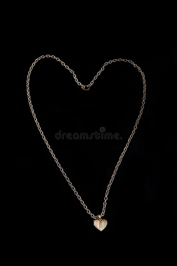 A locket and chain in a heart shape