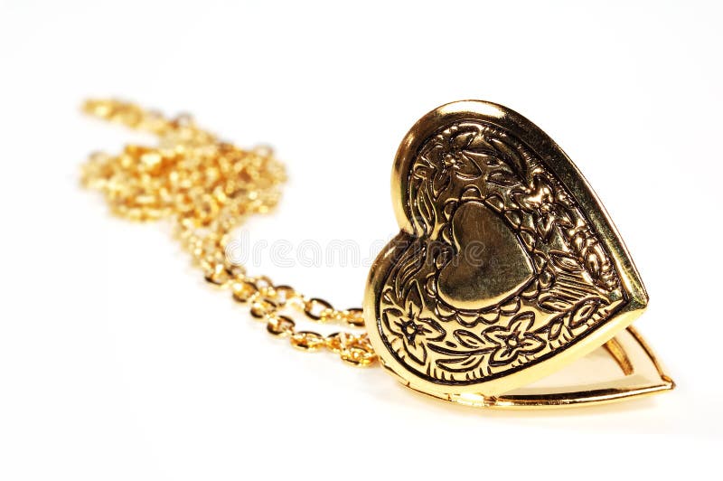 Photo of a Gold Heart Locket. Photo of a Gold Heart Locket