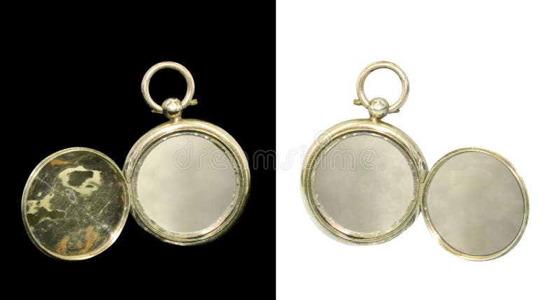 Antique golden locket isolated on black/white background. Antique golden locket isolated on black/white background