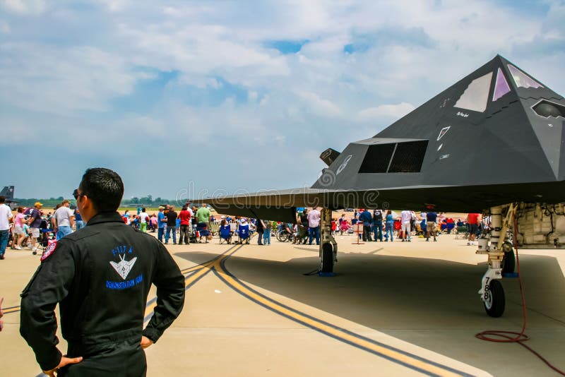 Lockheed F-117 Nighthawk przy Barksdale bazą powietrzną obrazy stock Lockheed F-117 Nighthawk przy Barksdale bazą powietrzną obrazy stock
