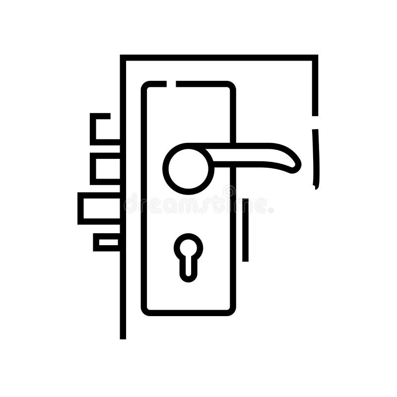 Locking Doors Line Icon, Concept Sign, Outline Vector Illustration