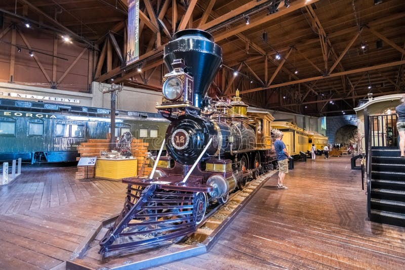 Locomotiva histórica, museu da estrada de ferro do estado de Califórnia