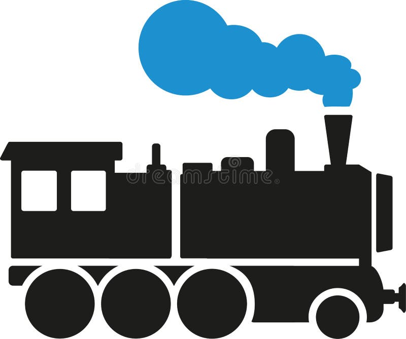 Locomotive with blue steam stock illustration Locomotive with blue steam stock illustration