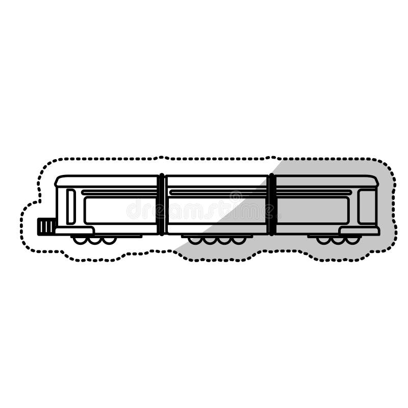 Locomotive train transport passenger cut line vector illustration