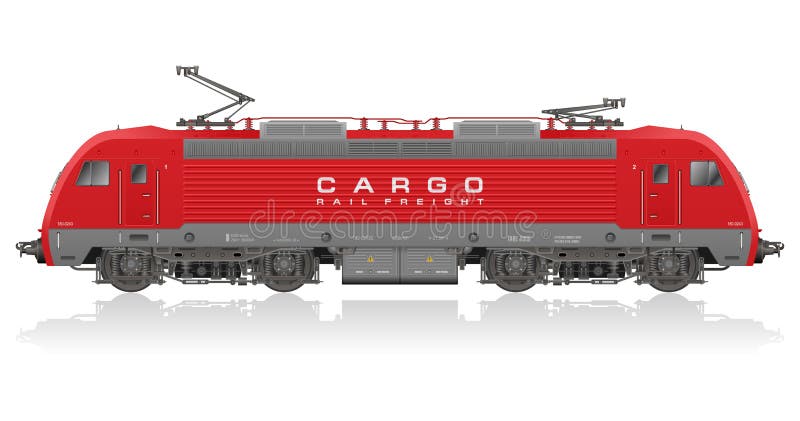 Locomotora eléctrica moderna roja stock de ilustración