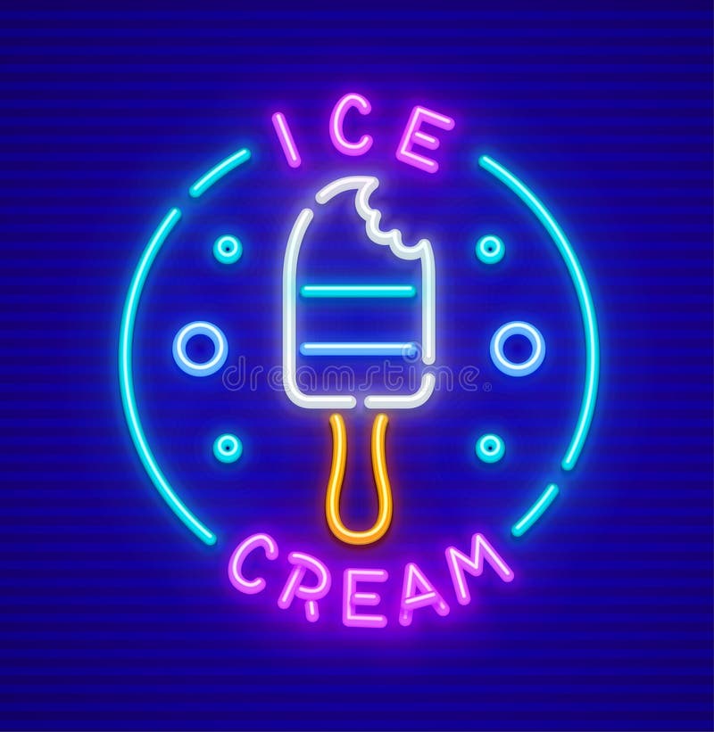 Lody przy kij ikony wektoru neonową ilustracją royalty ilustracja