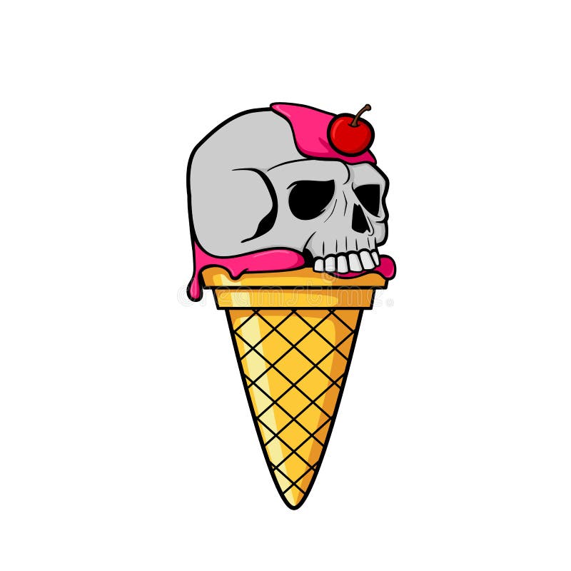 Lody rożka głowy czaszka ilustracja wektor Lody rożka głowy czaszka ilustracja wektor