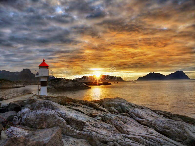 Idyllic Sunset Coast Scenery Lofoten Norway Stock Image Image Of