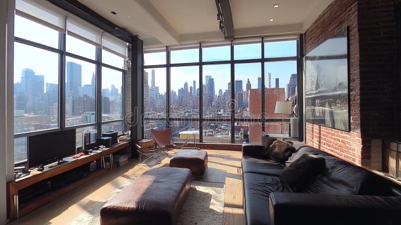 This industrial-inspired penthouse loft boasts chic interiors and ... - Industrial Penthouse Apartment With City Views
