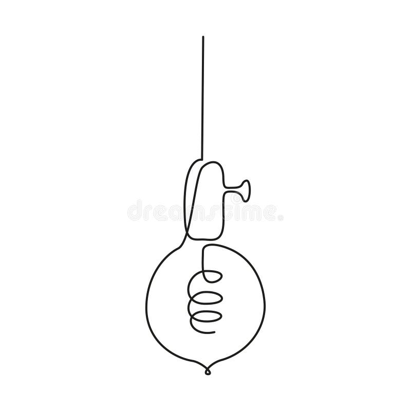 Loft-glödlampa i en linjeritning. vektorns referenslykta i doodleformat isolerat på vit bakgrund. redigerbar linje royaltyfri illustrationer