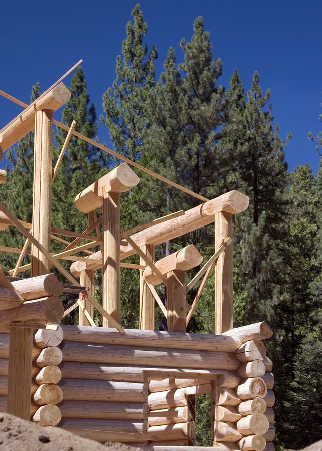 Log cabin being built