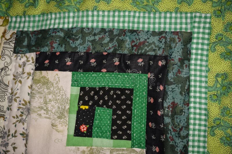 Log Cabin Quilt Square Green Stock Image Image of pattern, yarn 93230021
