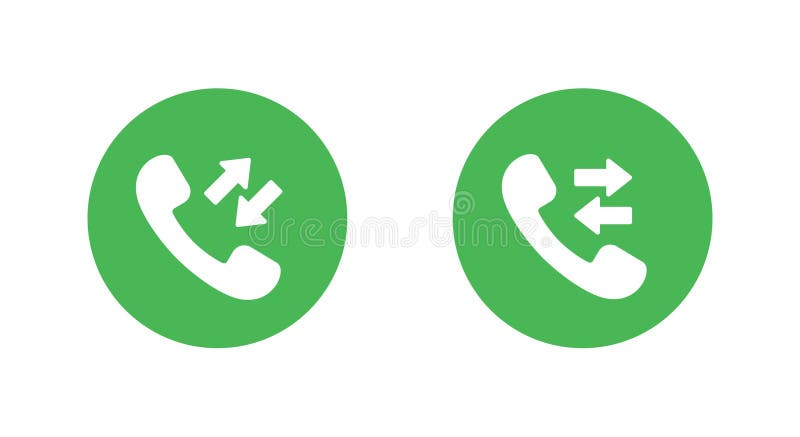 Log call history icon in green circle. Incoming outgoing phone symbol vector. Outgoing call vectors