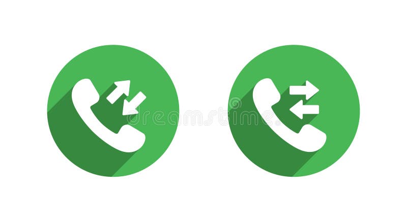 Log call history icon with long shadow. Incoming outgoing phone symbol. Vector. Outgoing call vectors