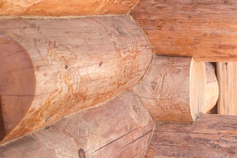 Log house of chopped logs in outdoor. royalty free stock photo