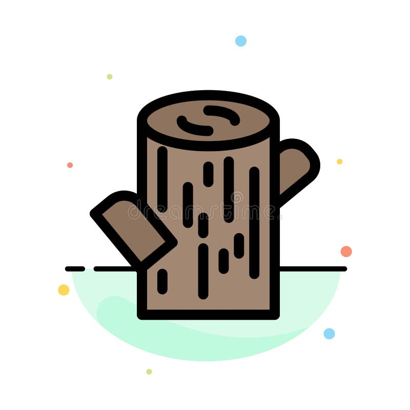 Log, Timber, Wood Abstract Flat Color Icon Template stock illustration