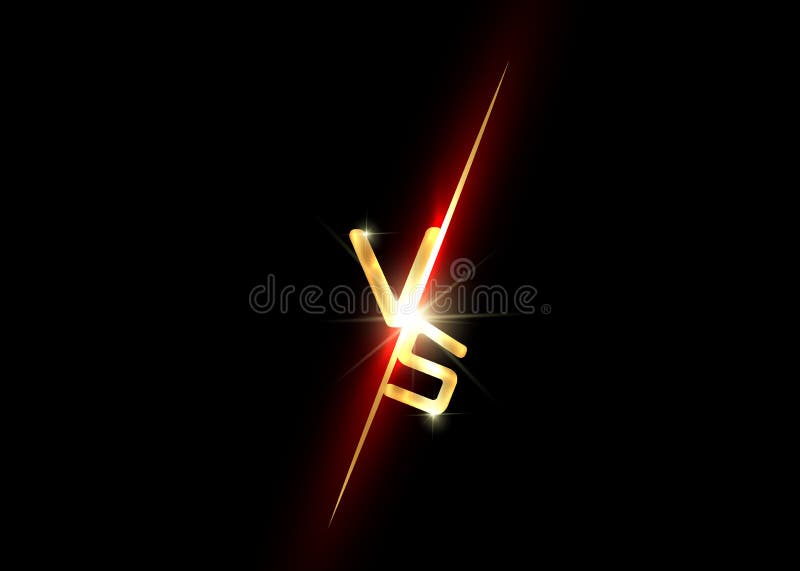 Vecteur Stock Neon versus logo, vs letters for sports and fight  competition. Battle vs match, game concept competitive. Resistance symbol.  Collision of two forces, flash, lightning, against a dark, foggy background