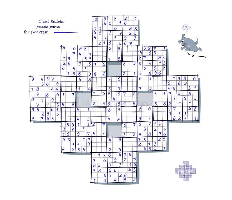 logic game for smartest giant sudoku big size puzzle with 9 squares difficult level printable page for kids brain teaser book stock vector illustration of play grid 231174373