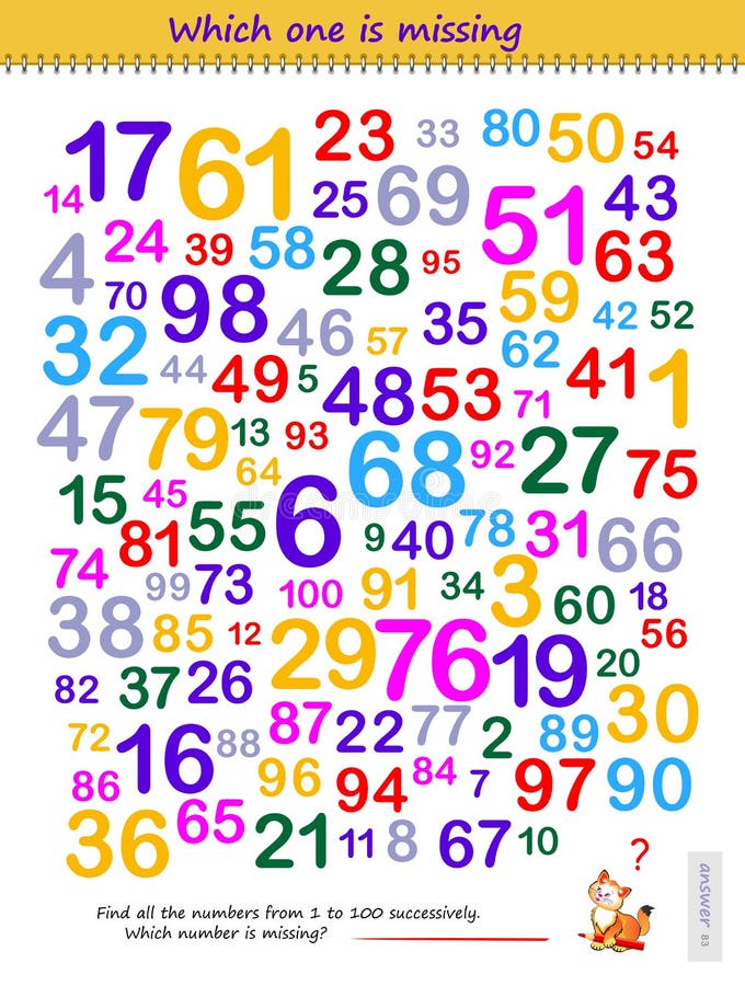 Logic Puzzle Game for Children and Adults. Find the Numbers from 1