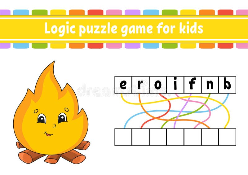 Logic Puzzle Game. Learning Words for Kids. Find the Hidden Name.  Worksheet, Activity Page. English Game Stock Vector - Illustration of color,  flame: 188950529