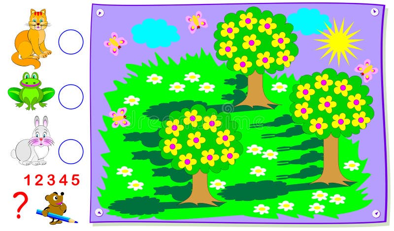 Logic Puzzle Game for Young Children. How Many Animals are Hidden Behind  the Trees? Count the Shadows. Write the Numbers. Stock Vector -  Illustration of mathematics, preschool: 111212769