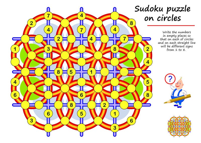 Logic Sudoku Game for Children and Adults. Big Size Puzzle with 4 Squares,  Difficult Level Stock Vector - Illustration of drawn, draw: 227362687