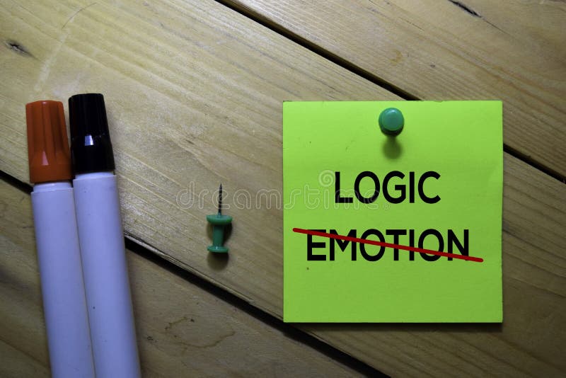 Logic Vs Emotion text on sticky notes isolated on the tables