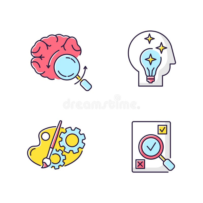 Logical mind RGB color icons set vector illustration