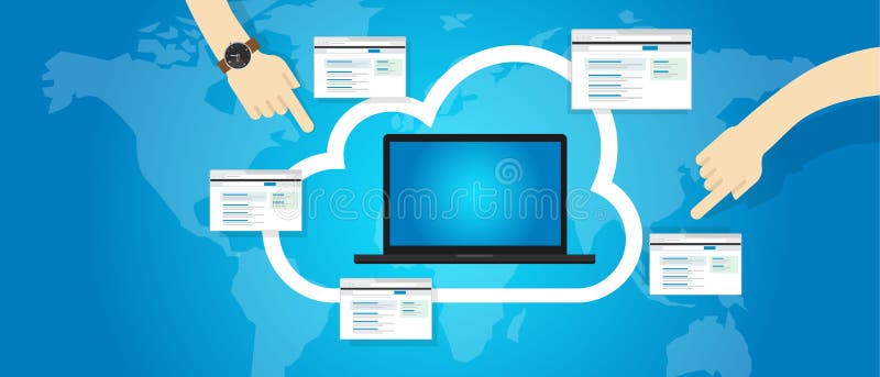 Logiciel de SaaS comme service sur l'Internet de nuage illustration de vecteur Logiciel de SaaS comme service sur l'Internet de nuage illustration de vecteur