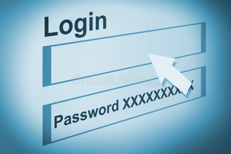Illustration of a webpate with account, login and password. Online account log illustrations