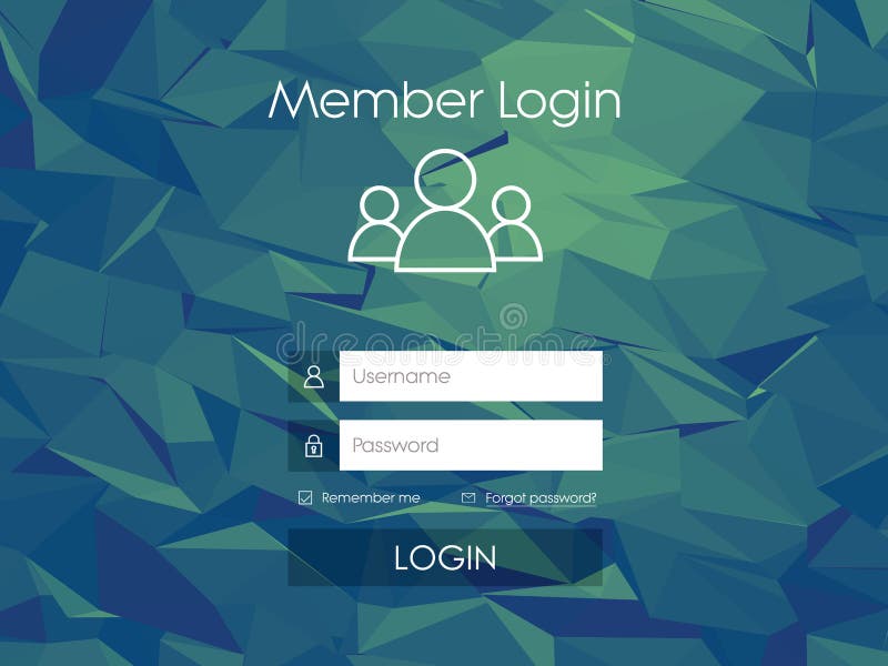 Login Form Menu with Simple Line Icons. Low Poly Stock Vector -  Illustration of icons, background: 63457877