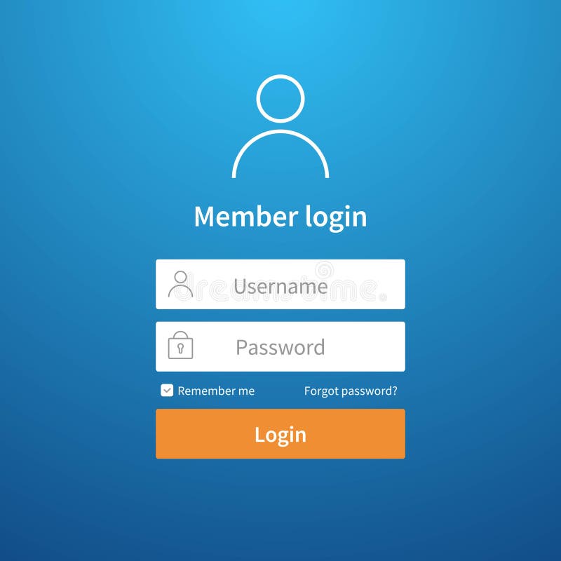 Login form. Website ui account screen page register user interface profile entry submit network vector login template