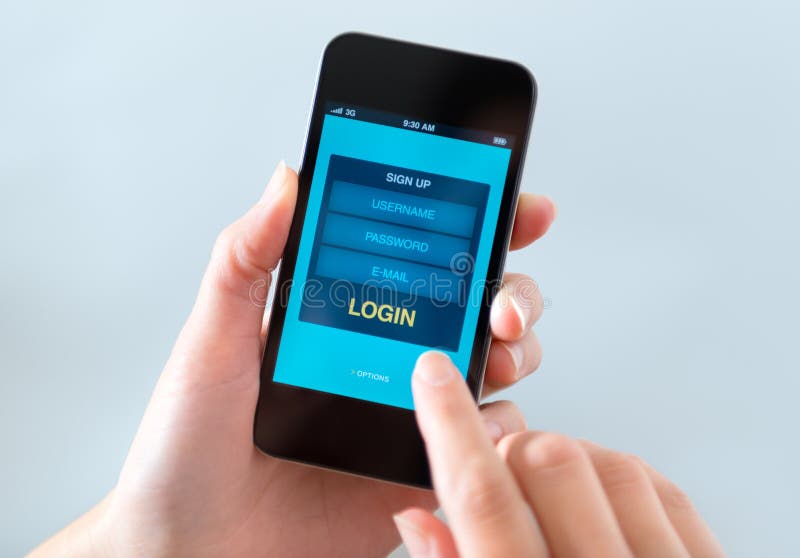 Login form window on mobile phone royalty free stock image Login form window on mobile phone royalty free stock image