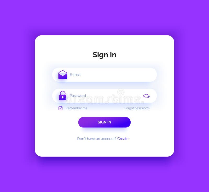 The Login Page Purple Gradient Sign In Form Stock Vector