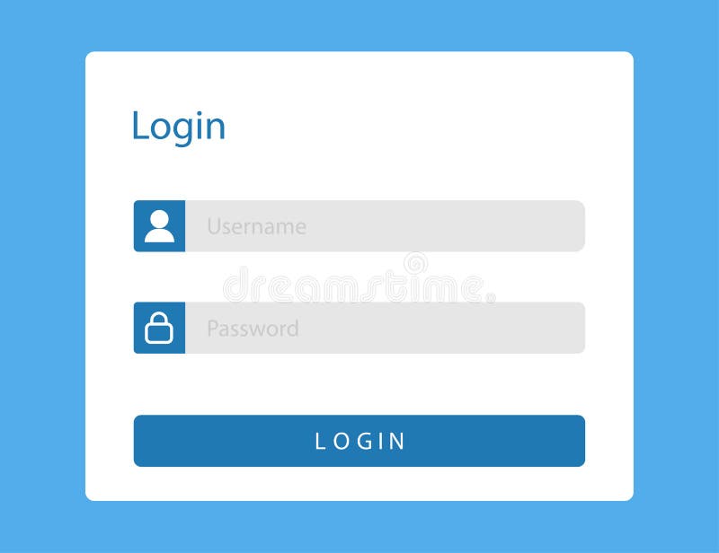 Login Or Sign In Page On Web Site. Mockup With Username And Password Fields In Blue Window For Members. Log In Template Stock Vector - Illustration of business, blank: 181603594