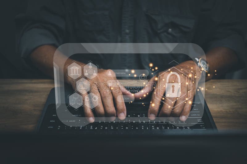 Secure Internet access and cyber security. Login User Type and Password Keeping users` personal data safe, encryption, secure Internet access. cyber security The concept of internet security