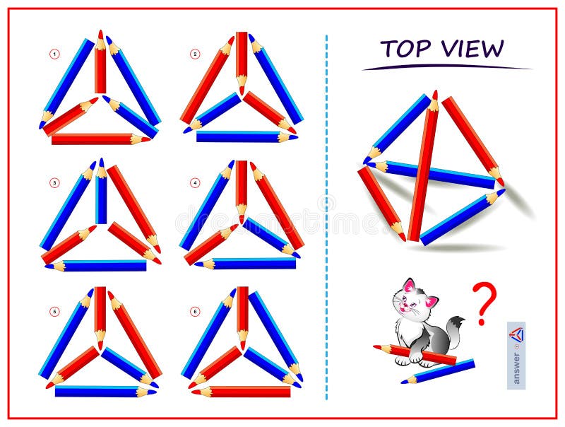 Logiskt pussel för barn och vuxna. måste hitta rätt övervy av pyramid. utskrivbar sida för hjärnteaserbok. vektor illustrationer