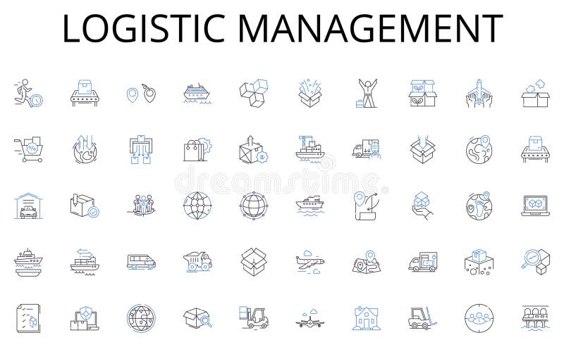 Logistic management line icons collection. Innovation, Automation, Robotics, Artificial intelligence, Augmented reality